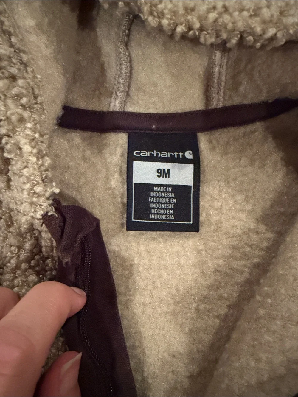 Carhartt Tan Sherpa Hooded One-Piece with Brown Pocket